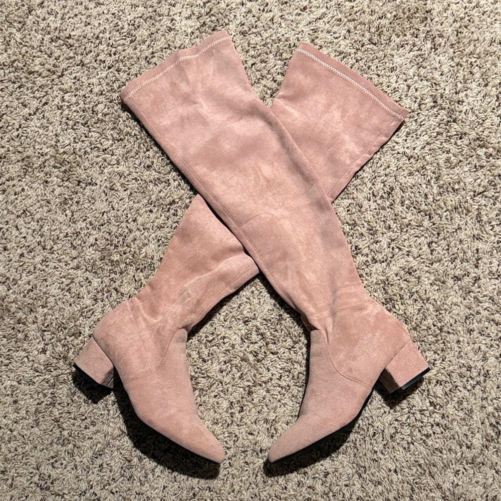 Size 9.5 light pink velvety feel over the knee boots